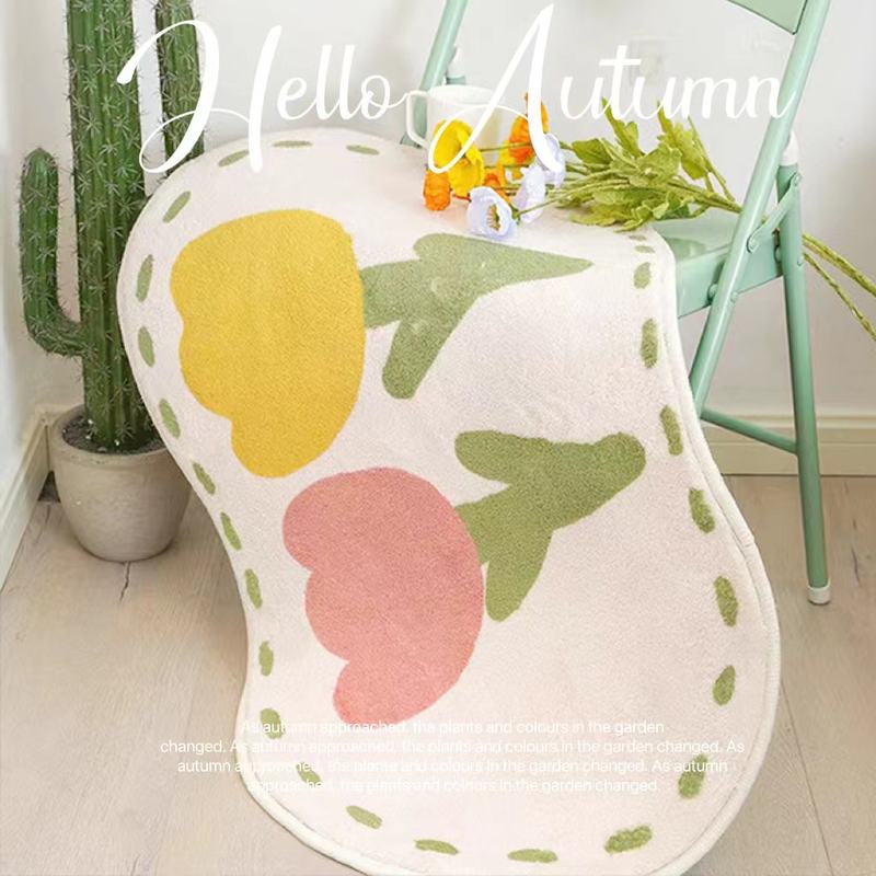 仿羊绒地垫少女心可爱垫粉嫩入户门垫玄关打卡卧室拍照北欧装饰