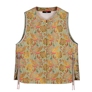 中国丝绸隆鹊[钱小萍天鹅湖]非遗宋锦马甲新中式国风夏真丝桑蚕丝