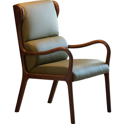 北美黑胡桃木实木真皮扶手椅子