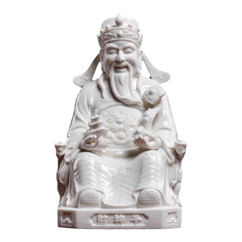 戴玉堂文财神佛像供奉财神像摆件德化白瓷招财店铺开业财神爷摆设