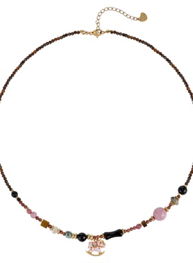 美拉德天然石复古木马吊坠项链