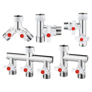 全铜水龙头三通分水阀一进二出双控角阀一分二接头球阀花洒分水器