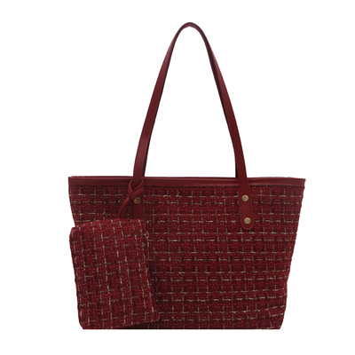 通勤呢子大容量时尚简约托特包