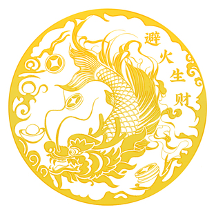 鸱吻金属贴解决厨房西北避火龙隐形贴纸鸱尾螭吻九子家居厨房摆件