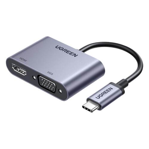 绿联Type-C转HDMI+VGA二合一转换器电脑转接头适用Macbook笔记本电脑连接显示器