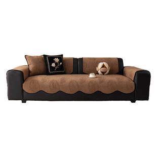 中古风雪尼尔沙发垫四季通用2026新款沙发盖布高级感皮沙发坐垫子