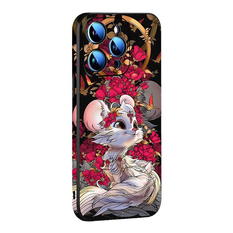 适用苹果17promax手机壳新款iphone16pro磁吸皮质浮雕保护套全包精孔15promax全彩原创国潮14手机套