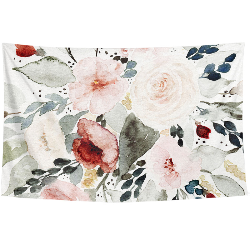 INS法国风浪漫花朵卧室宿舍出租房屋装饰海报背景布挂布墙布挂毯