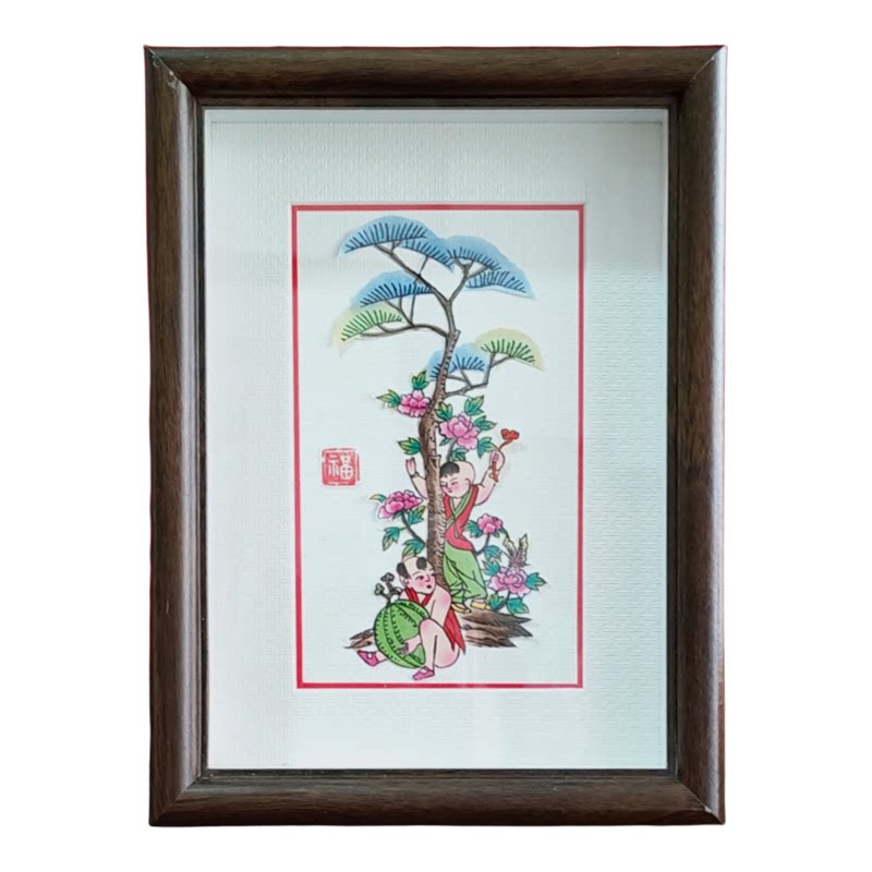 福禄寿喜财中式剪纸画框伴手礼