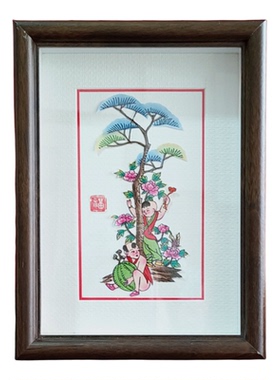 福禄寿喜财中式剪纸画框伴手礼