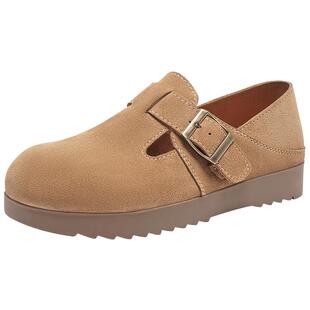 热风复古勃肯鞋2025年秋季新款女士平底两穿单鞋百搭休闲厚底女鞋