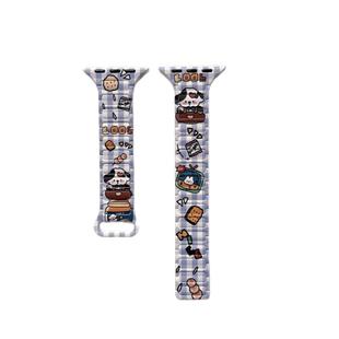 适用applewatchS11/10韩系格纹星星卡通磁吸表带苹果手表ultra3/2男女情侣iwatch9/8/7/6新款运动透气SE腕带