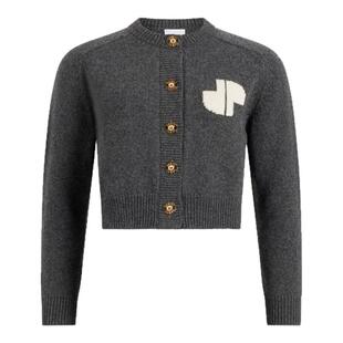【秋季新品】Patou 女款JP 交织图案嵌花羊毛羊绒短款针织开衫 迷