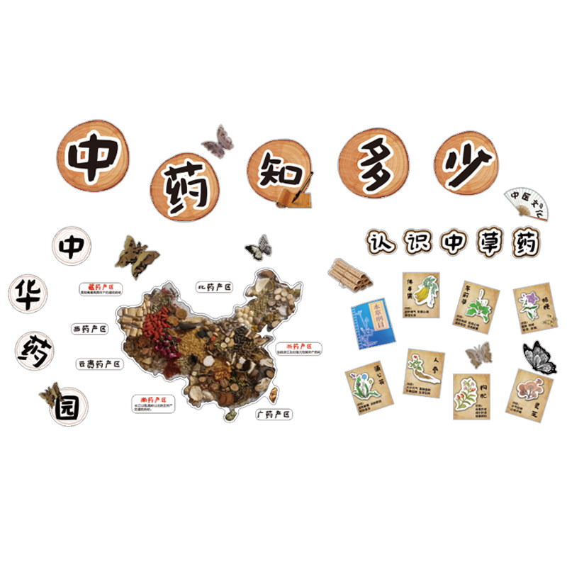 幼儿园中草药中医馆环创主题成品教室文化氛围布置墙面装饰材料贴