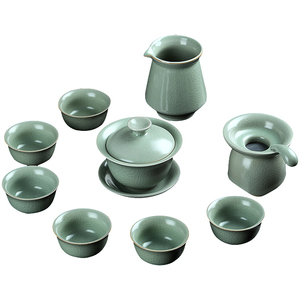 汝窑亮光釉开片汝道功夫茶具套装
