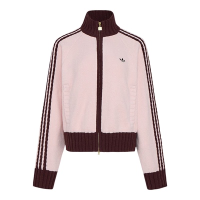 Adidas/阿迪达斯正品三叶草女士针织复古宽松三条纹外套KV8867