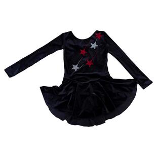 花样滑冰训练服儿童女表演出花滑考斯滕考级比赛裙子黑色长袖定制