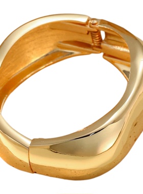 欧美潮流个性金色光面宽手镯