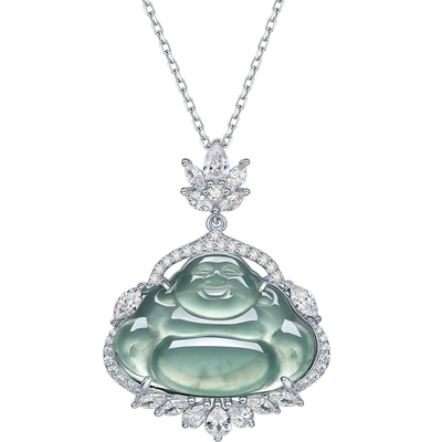 六桂福珠宝银925大笑弥勒佛套链