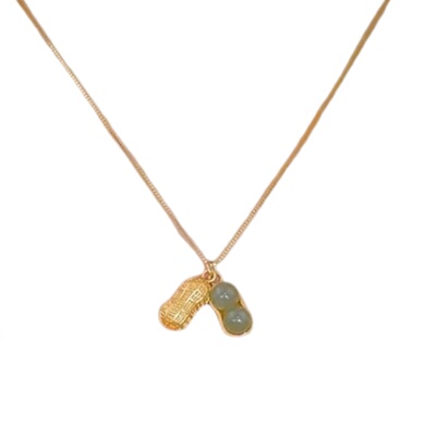 奥特莱斯18k金捡漏好事花生项链