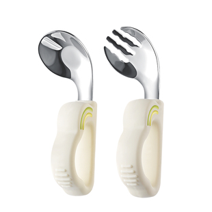 beeshum勺子婴儿学吃饭训练宝宝自主进食儿童辅食勺子不锈钢短柄