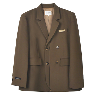 棕色西装外套女小个子秋季高级设计感英伦风休闲假两件宽松小西服