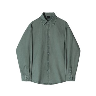 MRCYC复古水洗休闲衬衫男士春季新款长袖衬衣韩系潮流高级感寸衣