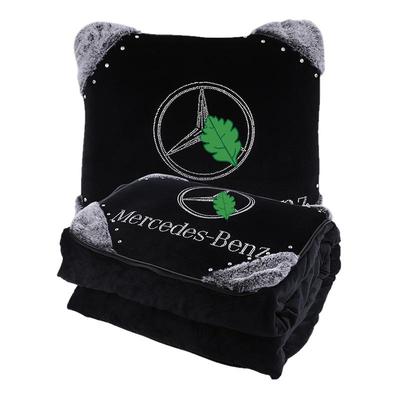 奔驰两用多功能毛毯冬季抱枕被子