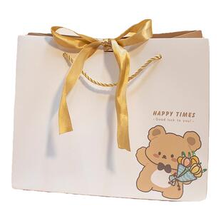 圣诞节可爱小熊生日伴手礼满月精美包装袋小卡通糖果零食手提纸袋