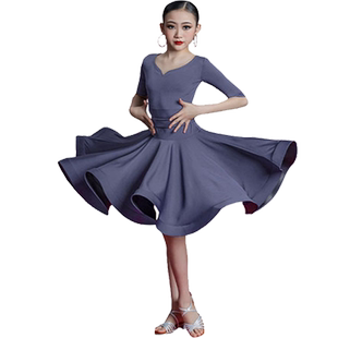 儿童拉丁舞练功服女童春夏大摆裙演出服少儿拉丁舞蹈连衣裙比赛服