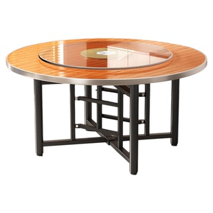 可折叠大圆桌带转盘家用餐桌2025新款饭桌子农村酒店圆桌面板10人