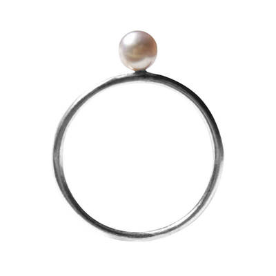 999足银正品珍珠戒指女天然正圆
