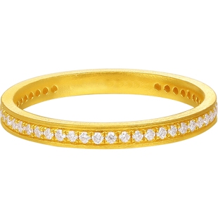 潮宏基繁星黄金钻石戒指足金戒圈手饰5G金高级感轻奢情人节