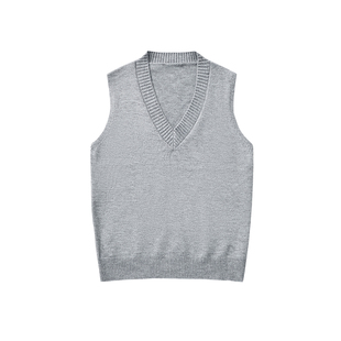 美式复古V领针织背心男士秋冬季新款纯色毛衣保暖打底衫坎肩马甲