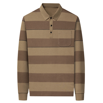 老爷车中老年加绒加厚长袖T恤男士冬季纯棉翻领polo衫休闲打底衫