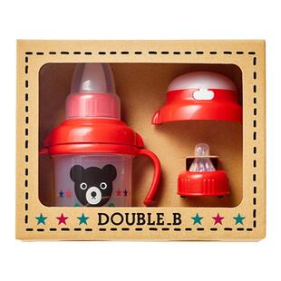 MIKIHOUSE日本制阶段性奶嘴套装婴儿杯子喷嘴杯吸管水杯DOUBLEB