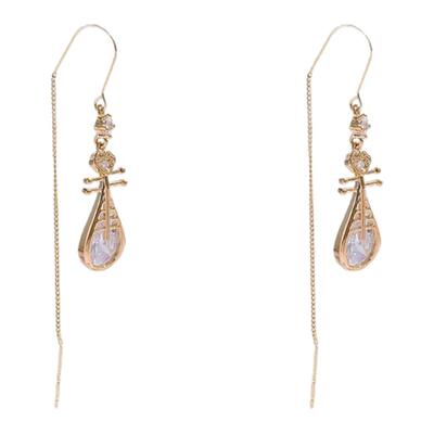 琵琶耳钉气质轻奢防丢耳线女时尚超仙高级感耳环流苏长款个性耳饰