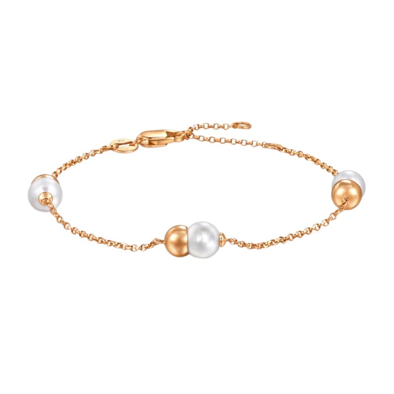 周生生官方正品Daily Luxe珍珠18K玫瑰金福禄葫芦手链94730B
