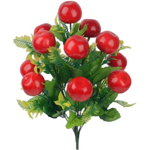 仿真12苹果橘子桃子石榴辣椒盆栽水果清明祭祀扫墓佛贡塑料假花束