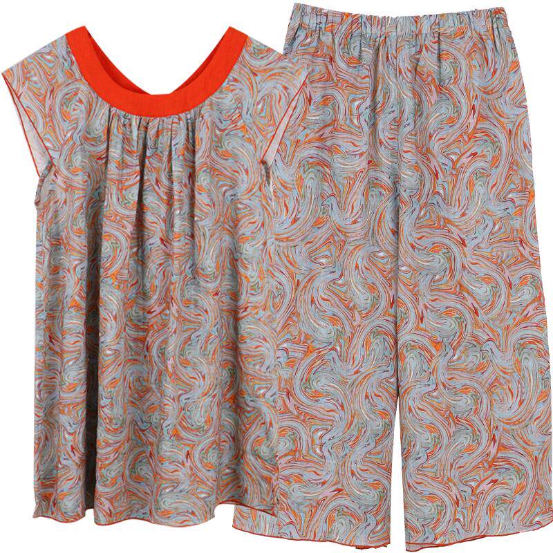 朵朵可可女夏无袖印花家居服套装