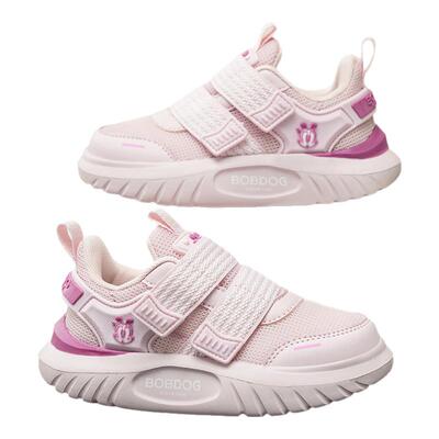 巴布豆童鞋女童网面透气跑步鞋子