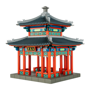 晚峰颐和园知春亭集贤亭榫卯积木益智玩具中国古建筑拼装模型礼物