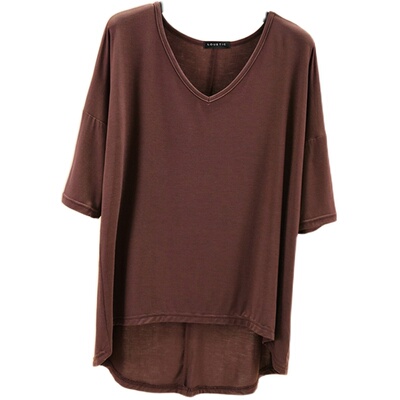 五分袖百搭薄款V领莫代尔女