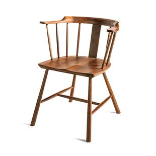 营造空间实木餐椅简约现代家具家用书桌椅中古风原木休闲靠背圈椅