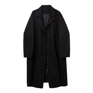 回力黑色中长款呢子风衣男2025新款春秋冬季高级感棉外套毛呢大衣