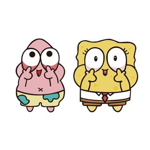 海绵宝宝扮鬼脸车贴派大星可爱卡通电动车摩托车划痕遮挡防水贴纸