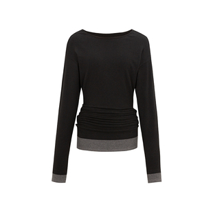 FUNNEL IN一字肩纽扣假两件针织衫女2025秋冬季新款套头打底上衣