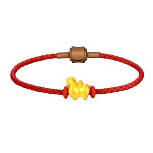 梦金园生肖马黄金手链元宝小马足金转运珠可DIY本命红绳马年手串