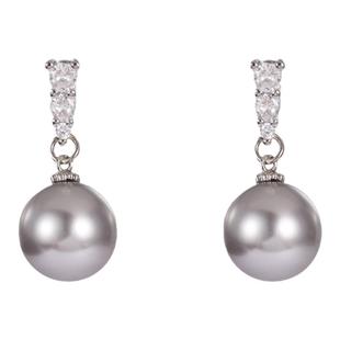 高级轻奢银灰澳白色水晶珍珠耳饰无耳洞女蚊香盘耳夹显气质方圆脸