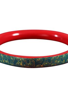 正品非遗大漆朱砂手镯国潮珐琅彩